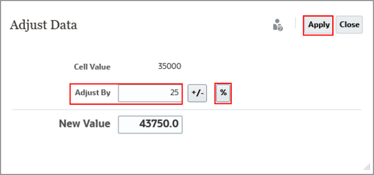 Adjust Data Dialog Before Adjust